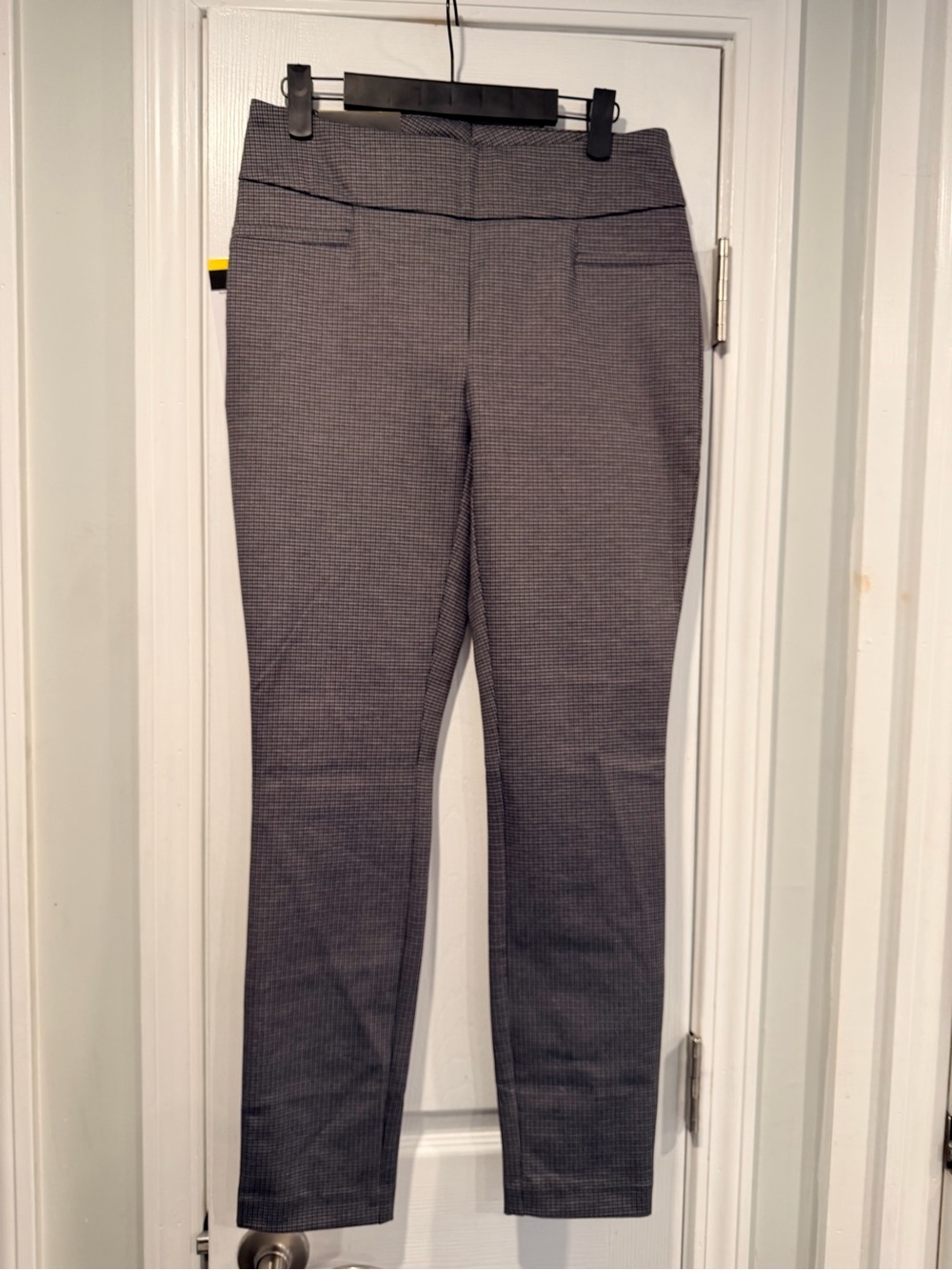 NWT Dalia Size S Small Houndstooth Pull On Slim Slim Pants Tummy Control Navy